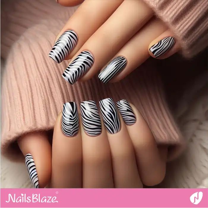 All Zebra Pattern Nail Design | Animal Print Nails - NB2467